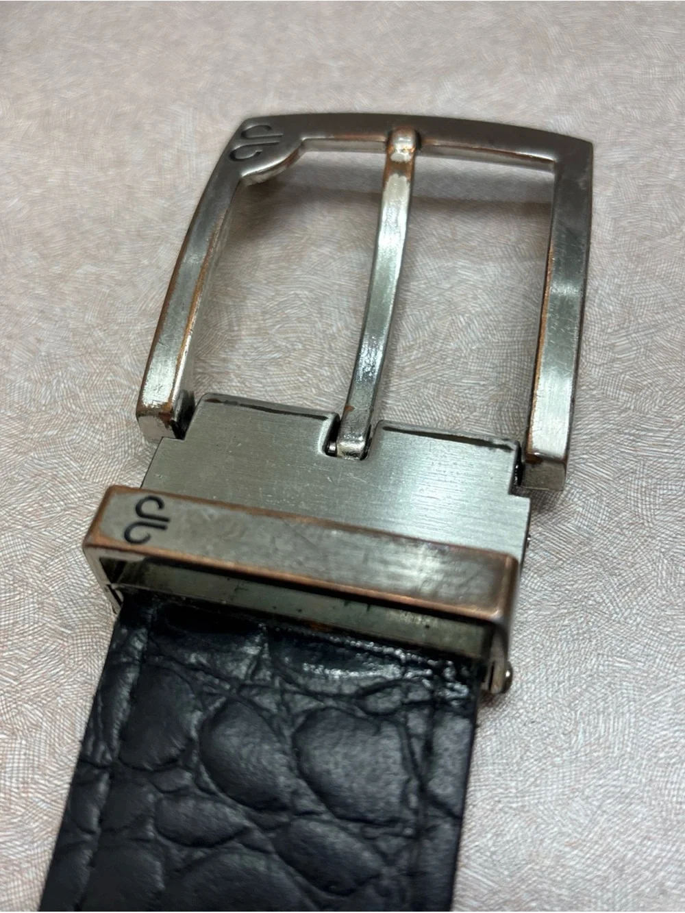 Druh Black / Pink Leather Belt Golf Silver Buckle Men's 34 Handmade In Thailand
